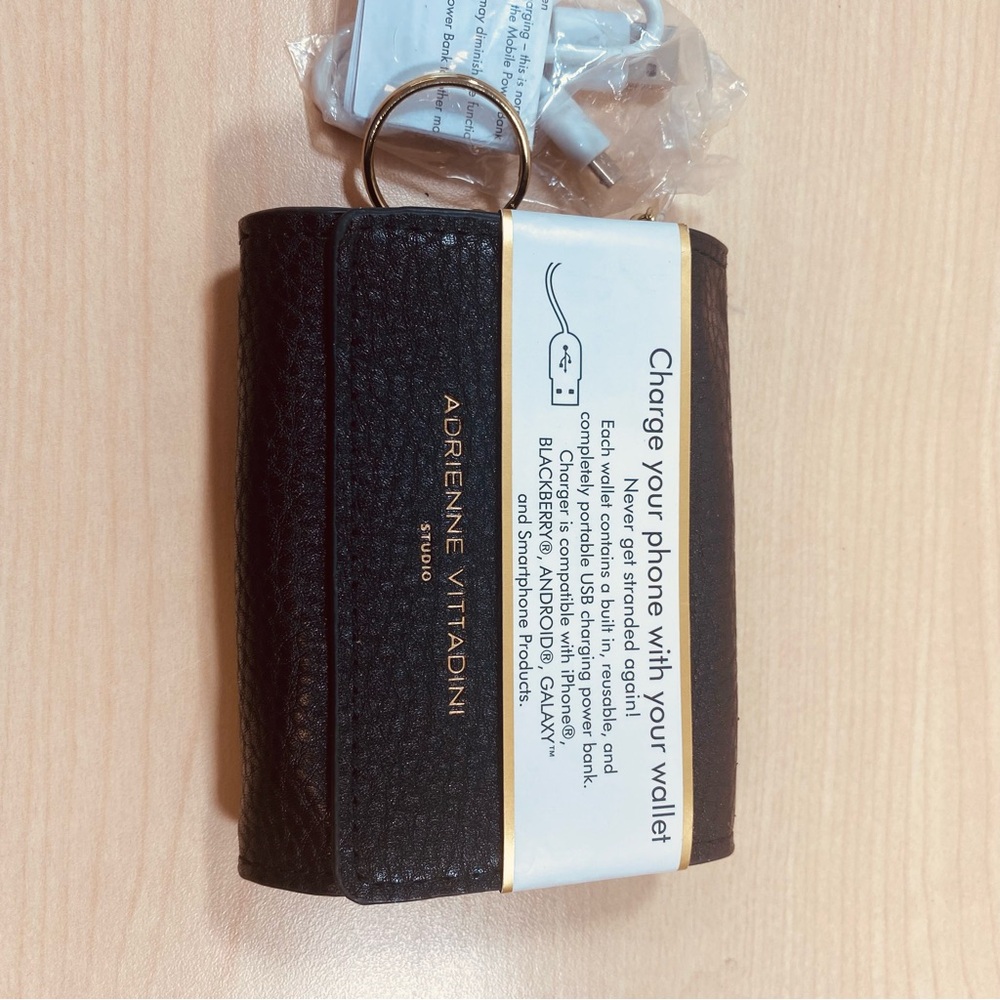 Adrienne Vittadini Black Keychain Wallet with Charger